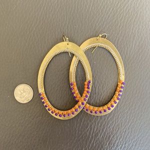 New Brass and Beaded Large Dangle Earrings